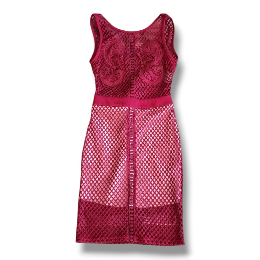 ENTRY Red/nude Eyelet lace Cocktail dress